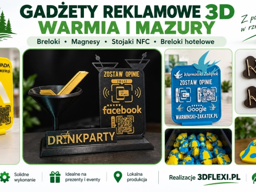 Gadżety 3D dla firm z Mrągowa, Giżycka, Szczytna, Mikołajek i innych miast regionu